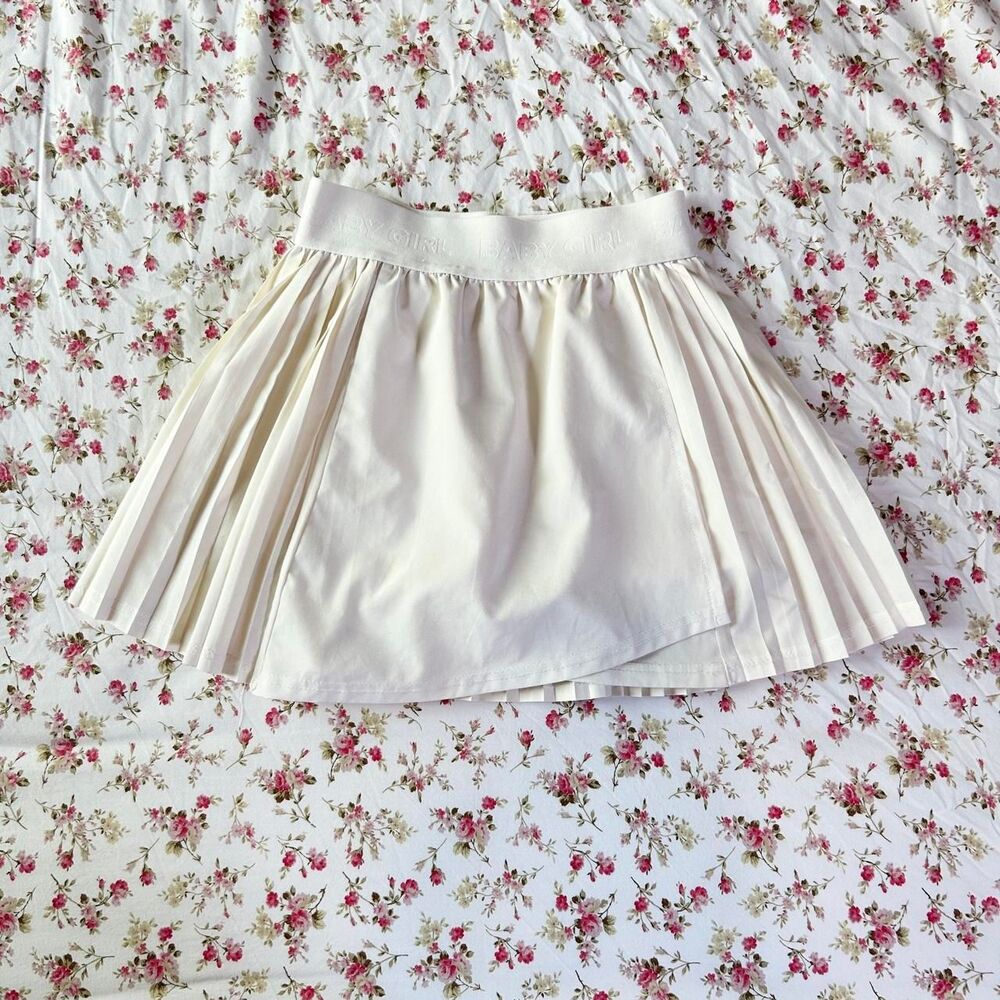 LA+IMAGE baby girl cream pleated athletic mini skort XS